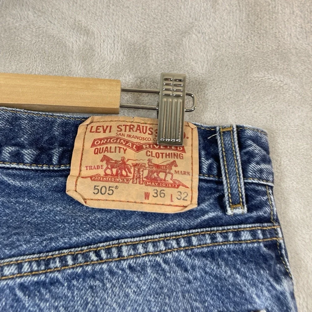 Vtg Levis 505 Jeans Mens 36x32 (fit 34x31) Y2K 2000s Whisker Fade Dark Wash